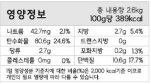 누룽지 뻥튀기 칼로리 영양정보